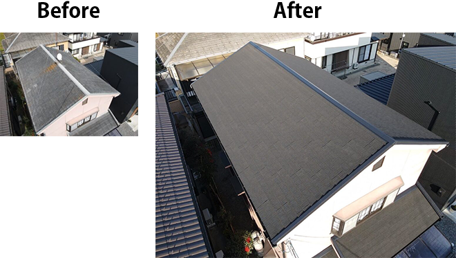ディプロマット（色：オニキス）の屋根カバー工事　滋賀県湖南市