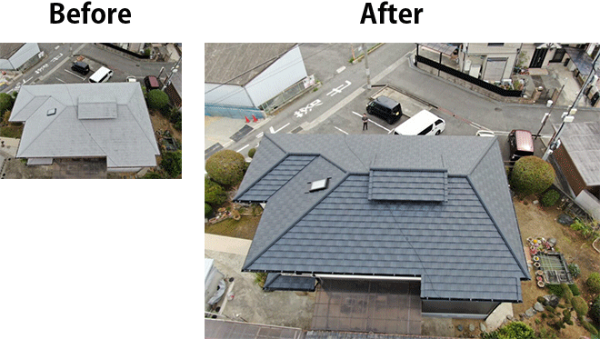 屋根葺き替え工事と外壁塗装工事を同時に行う 492万円 大阪府松原市