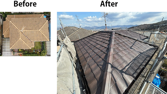 屋根葺き替え工事と外壁塗装工事を同時に行う 478万円 兵庫県川西市