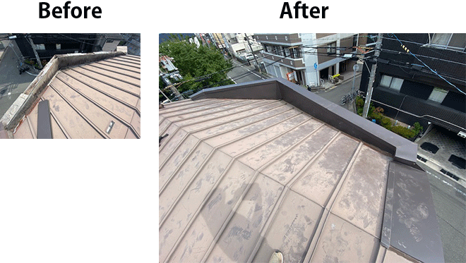 屋根の部分修理（笠木板金工事）　15万円　兵庫県尼崎市