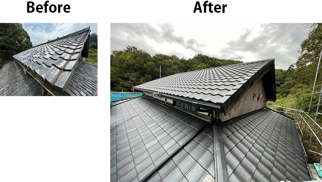京都府相楽郡の古民家の屋根リフォーム　355万円